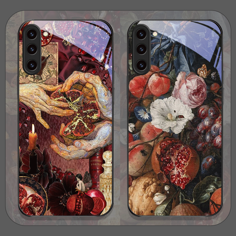 Phone Cases Samsung S25 Ultra - Luxurious Pomegranate Flower Pattern Tempered Glass
