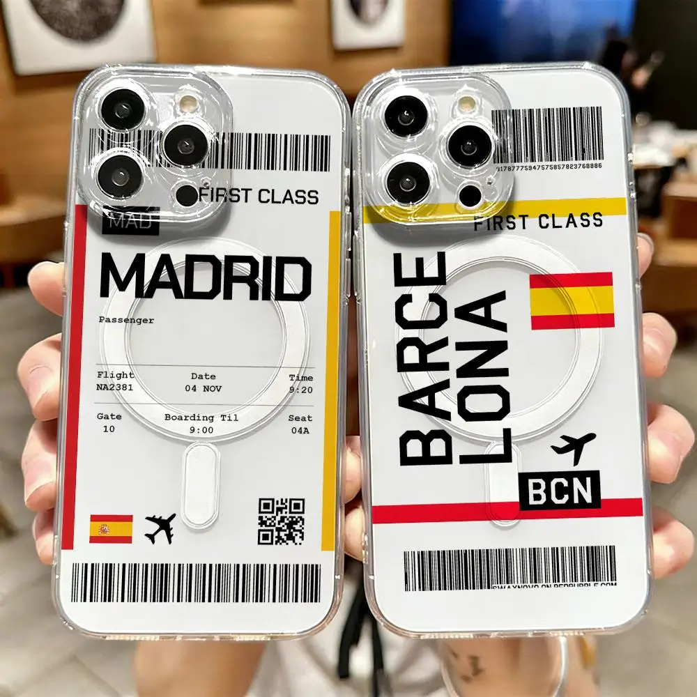 Phone Cases Clear - Travel Plane Ticket Spain Phone Case