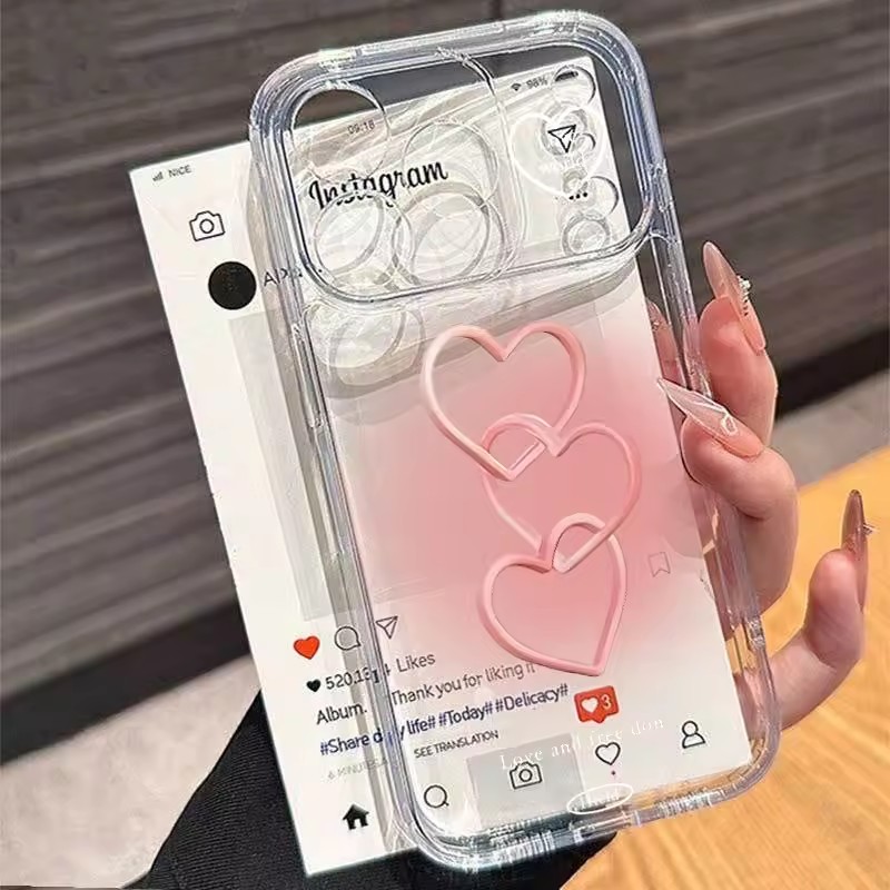 Phone Cases Clear - Hand-Painted Pink Heart Soft Phone Case