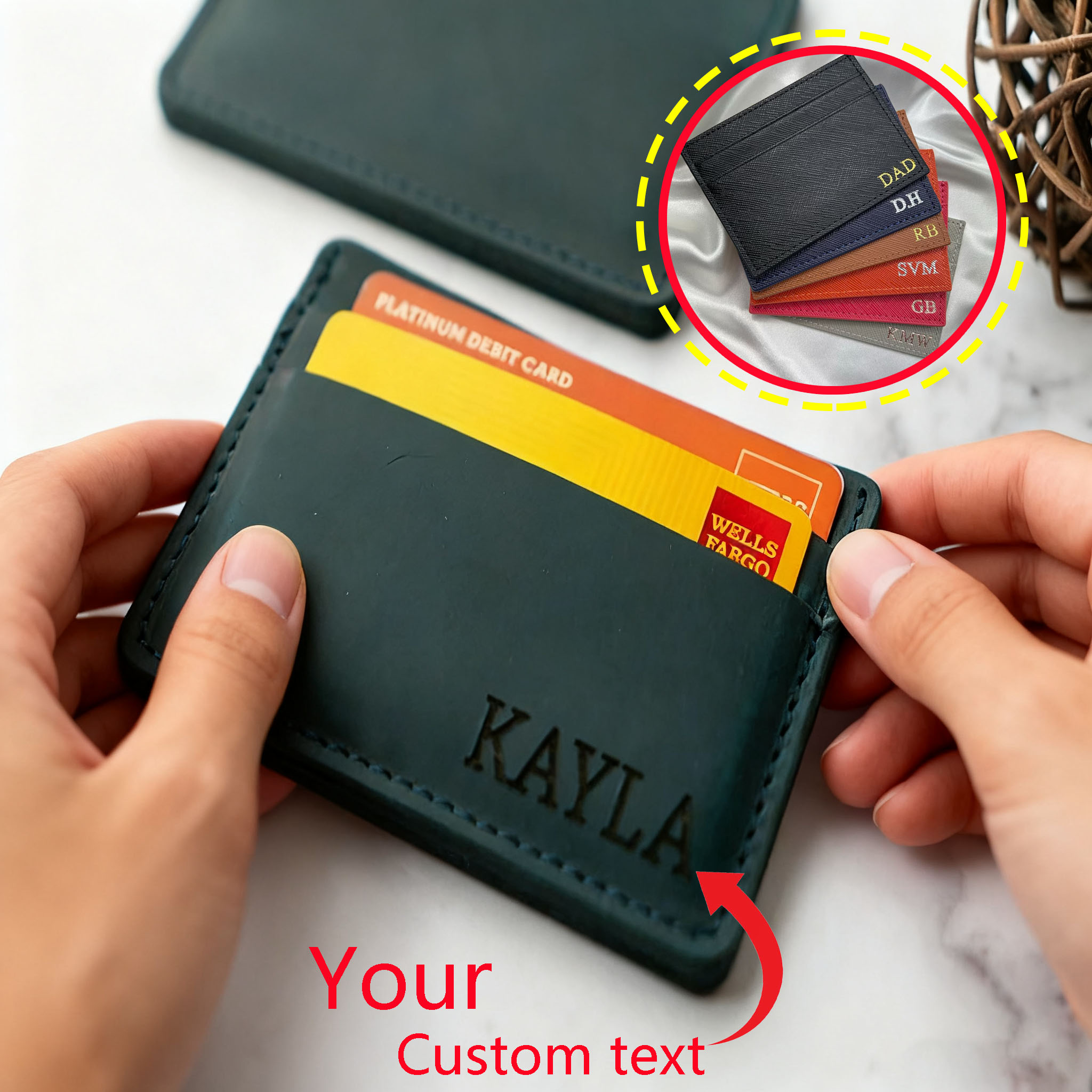 Slim Card Slot Case - Custom high-endLeather ID Card Holder Multi
