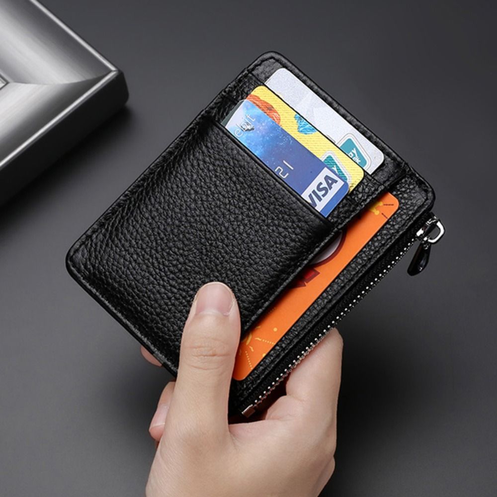 Genuine Leather ID Card Holder - Slim Card Slot Case 评论和价格