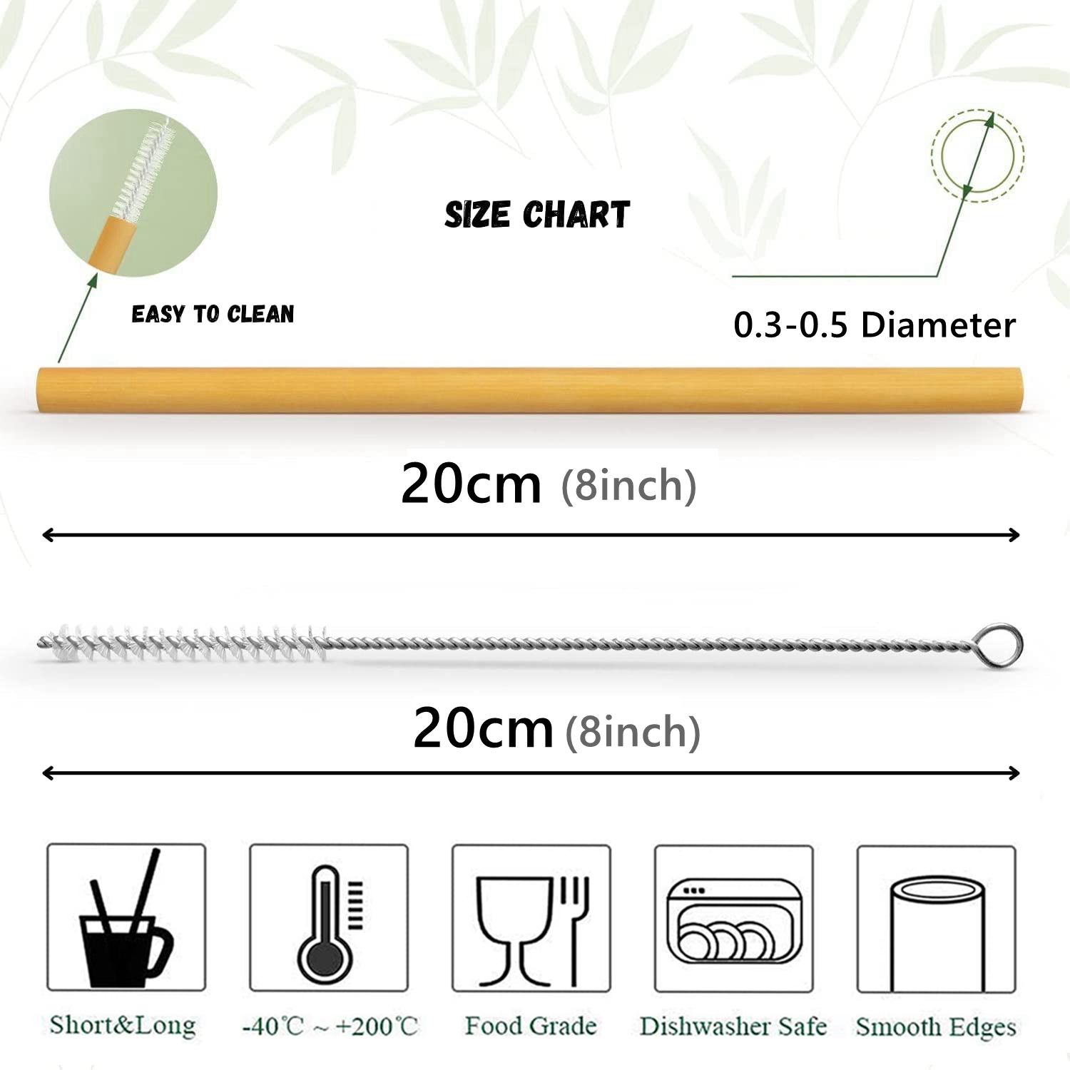 10Pcs Natural Bamboo Straw Reu - Biodegradable Eco Case 评论和价格
