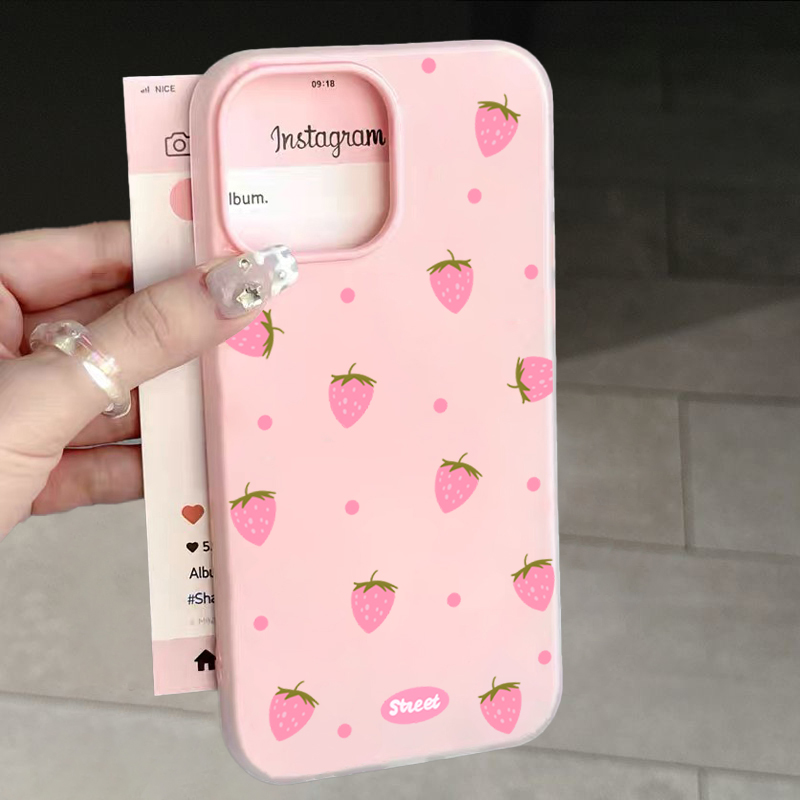 Sweet Pink Strawberry Pattern  - Phone Cases Pink 评论和价格