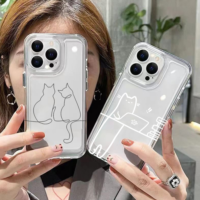 Cute Line Cat Anti-drop Phone  - Phone Cases Xiaomi 14T 评论和价格