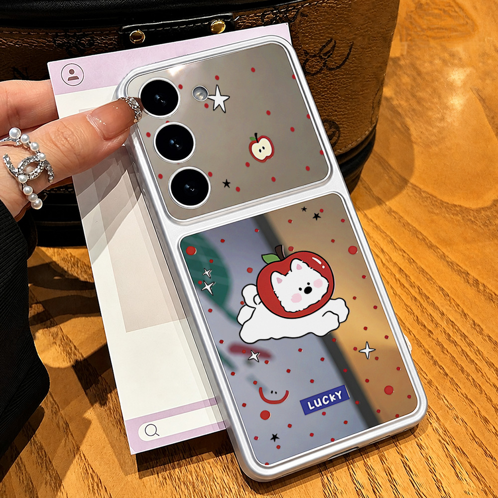Make Up Mirror Cute Dog Phone  - Phone Cases Samsung S25 Ultra 评论和价格