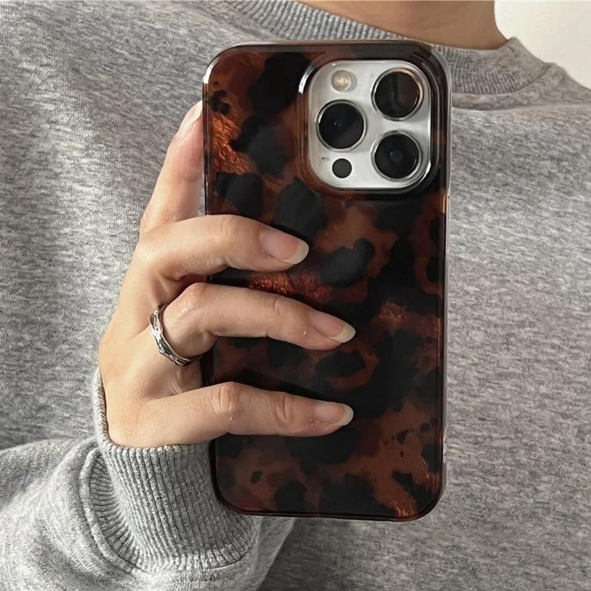 Retro Amber Texture Laser Phon - Phone Cases Leopard Print 评论和价格