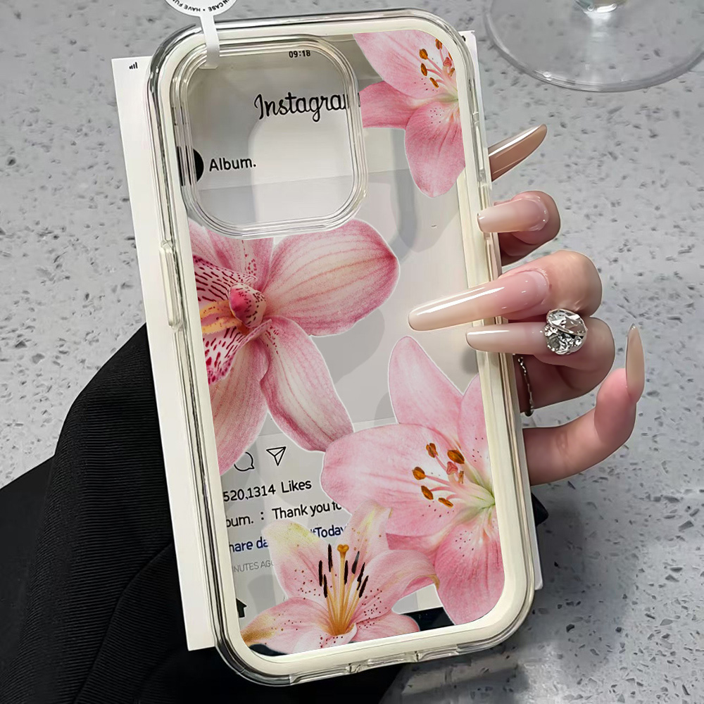 Pink Lily Flower Clear Phone C - Phone Cases Pink 评论和价格