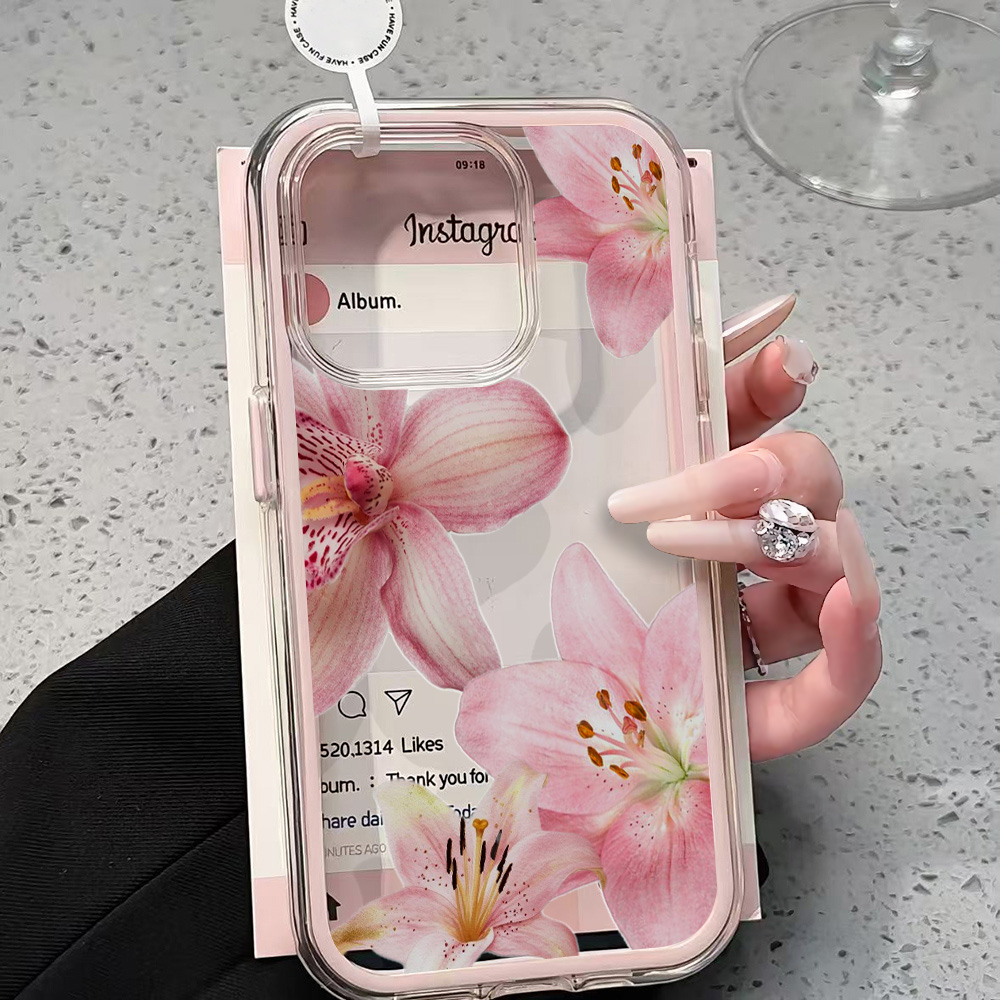 Pink Lily Flower Clear Phone C - Phone Cases Pink 评论和价格