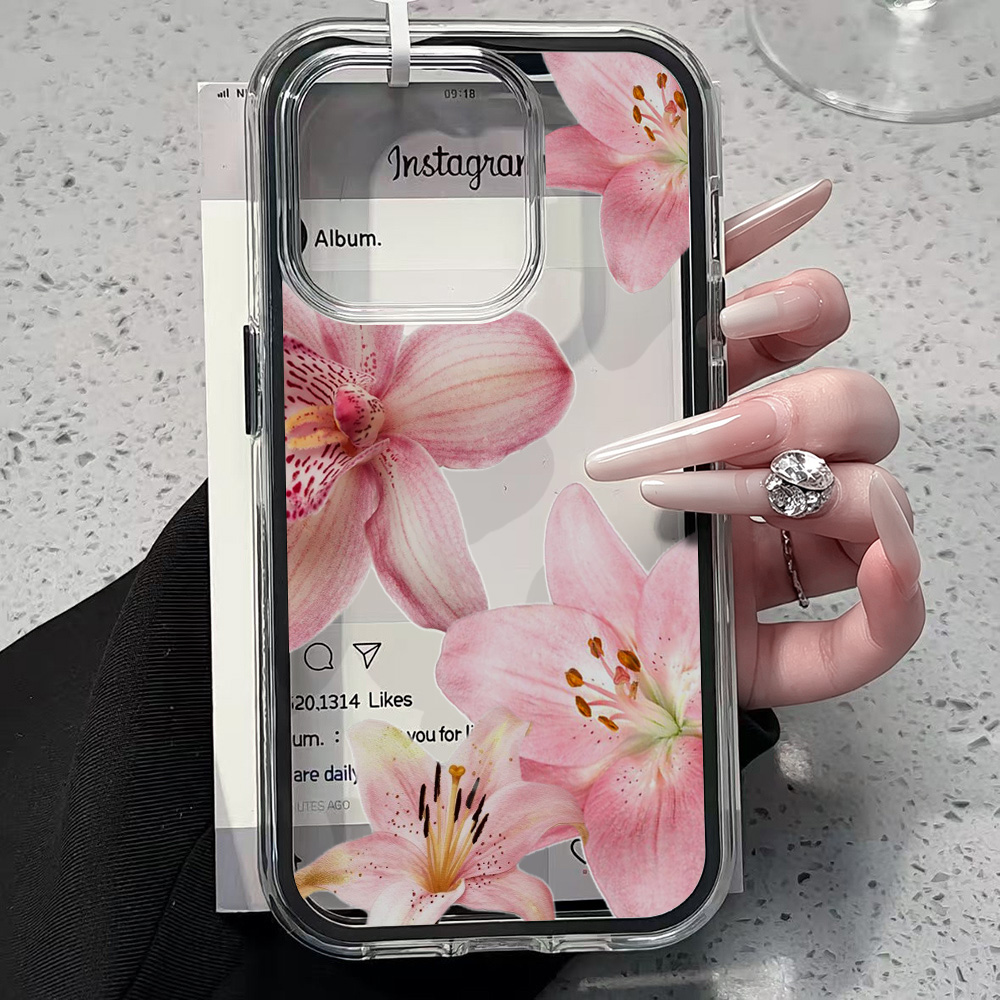 Pink Lily Flower Clear Phone C - Phone Cases Pink 评论和价格