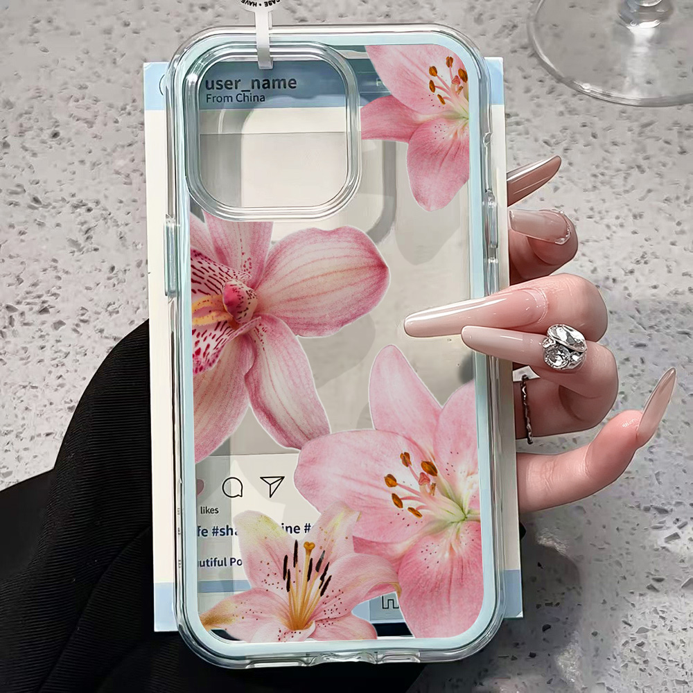 Pink Lily Flower Clear Phone C - Phone Cases Pink 评论和价格