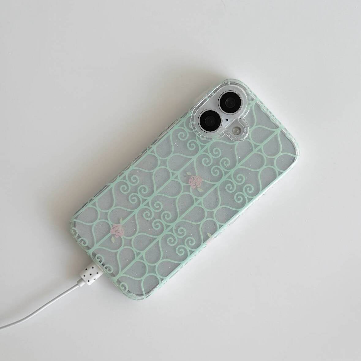 Mint Green Iron Window Pink Ro - Phone Cases Pink 评论和价格
