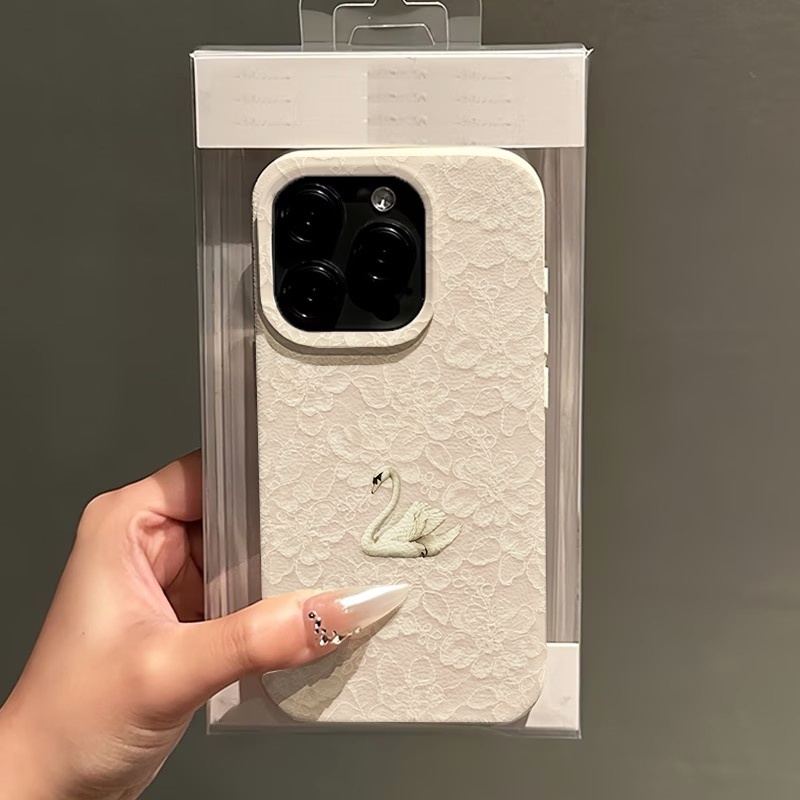 Lace Swan Pattern Lychee Textu - Phone Cases Apple 评论和价格