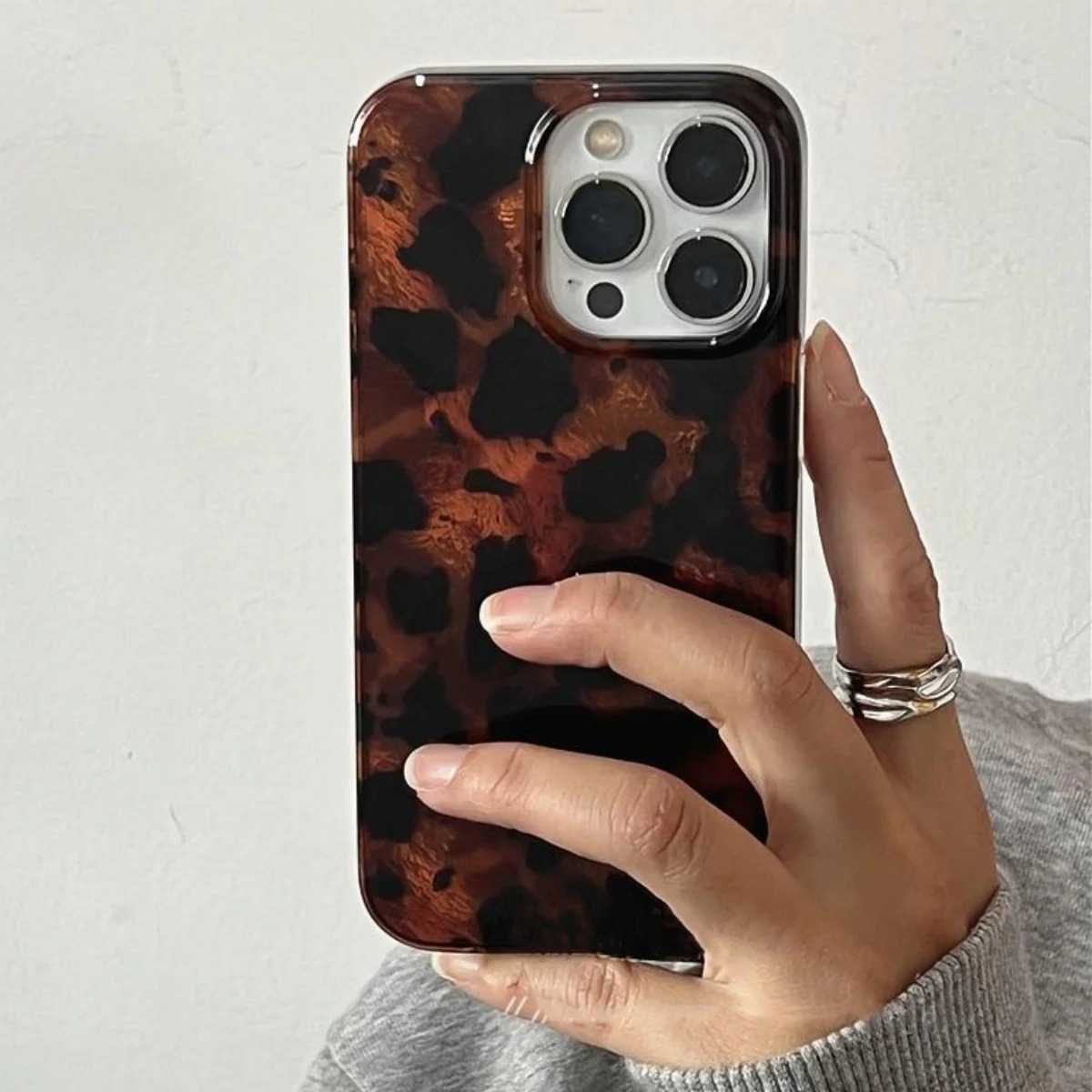 Retro Amber Texture Laser Phon - Phone Cases Leopard Print 评论和价格